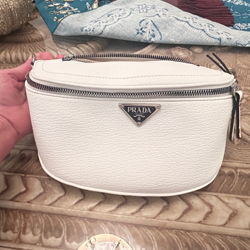 Prada White Leather Crossbody Bag